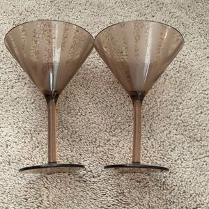 Set of 2 Brown Zebra Print Plastic Martini Glasses